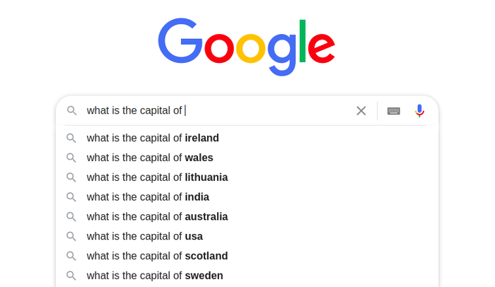 Google Autocomplete predictions 1