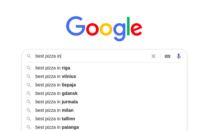 Google Autocomplete predictions 2