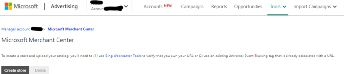 Bing Ads Microsoft Campaign Merchant Center