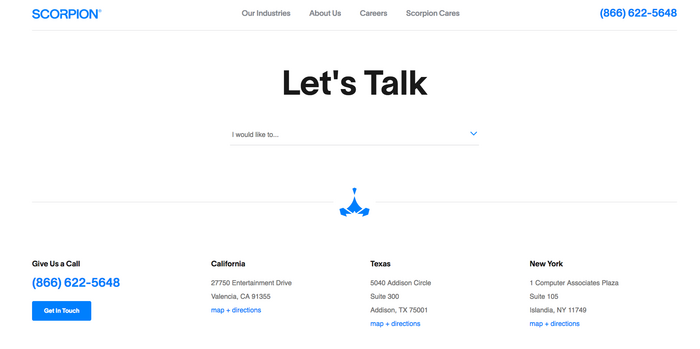 Scorpion contact us page example