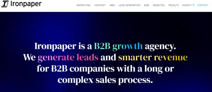 The Ironpaper homepage.