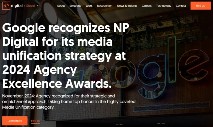 NP Digita's homepage.