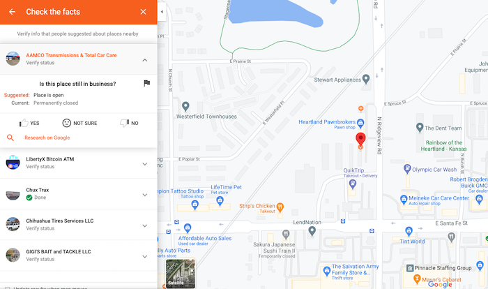 google local guide listing error review example
