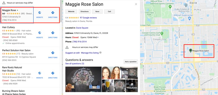 google maps marketing example 