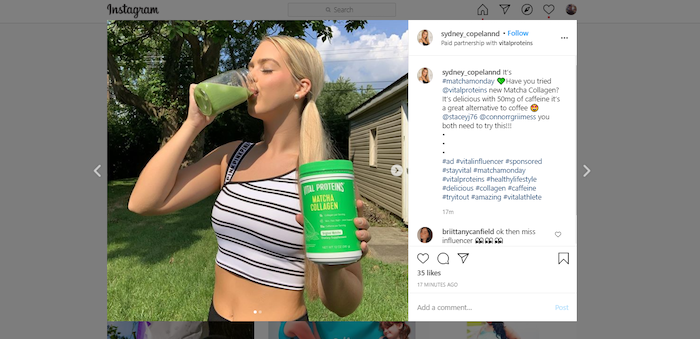 sponsored instagram influencer post example