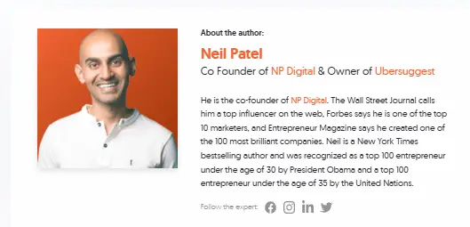 Neil Patel's author box.