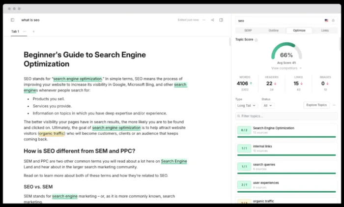 Frase suggestions in action.