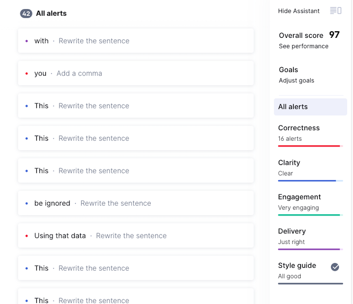 Exemple d'IA SEO grammaticalement