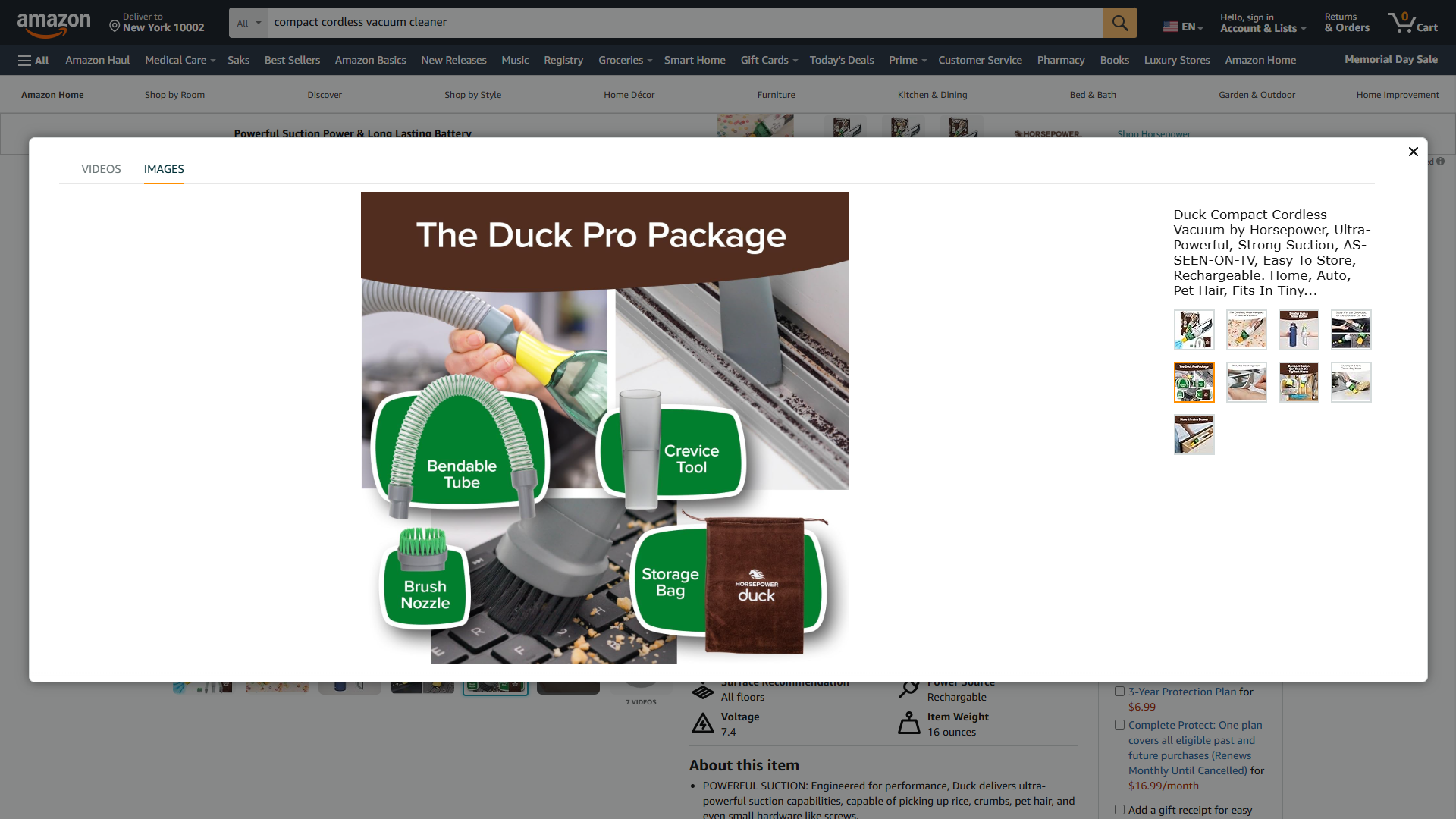 The Duck Pro Package for a compact cordless vacuum on Amazon.