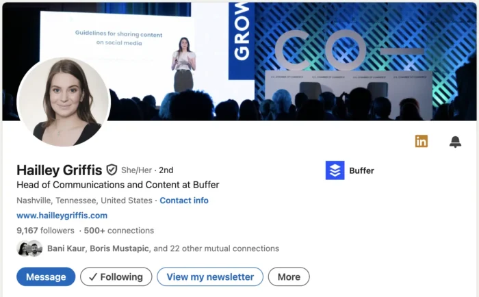 Hailley Griffis's LinkedIn.