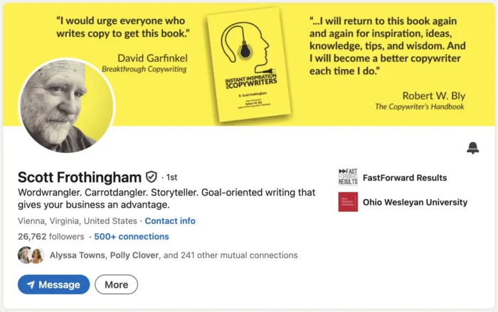 Scott Frothingham's LinkedIn page.