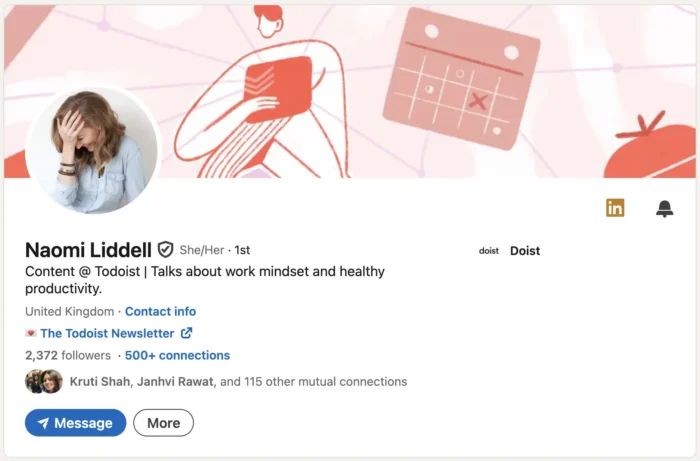 Naomi Liddell's Linkedin Profile.