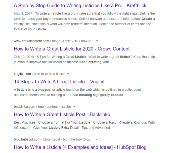 Listicle content outline your list points