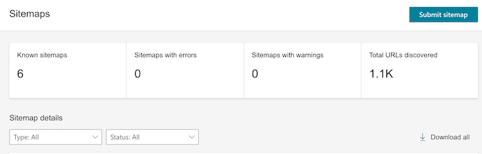 Bing analytics sitemap