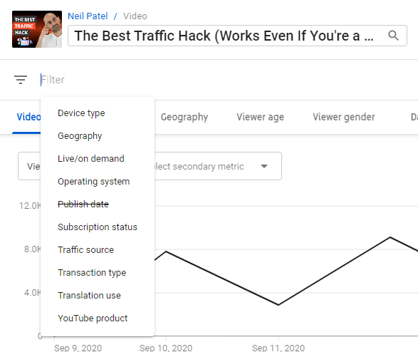  filters for youtube analytics