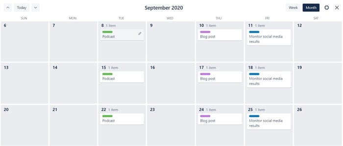 marketing calendar example