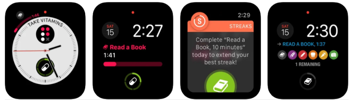 A screenshot of the Streaks app for the Apple Watch