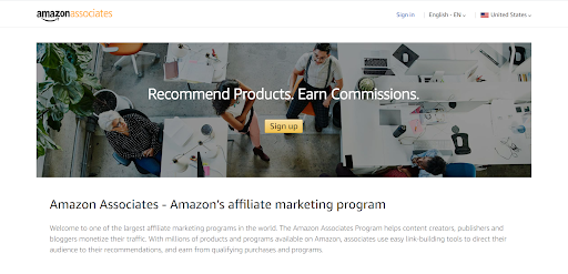  Amazon affiliates captura de pantalla monetizar el tráfico