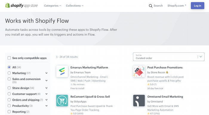 E commerce automation Shopify's App store list of apps that work with Shopify Flow
