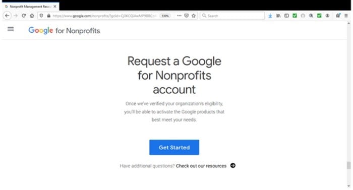 Google ad grants Google for nonprofits account