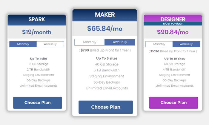 Nexcess pricing table
