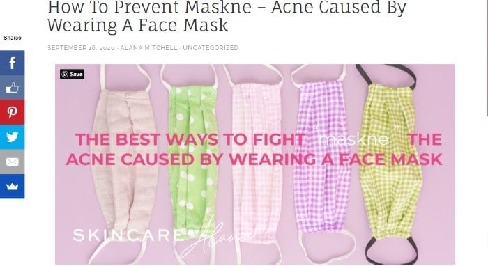 Skincare marketing Skincare by Alana blog post about maskne