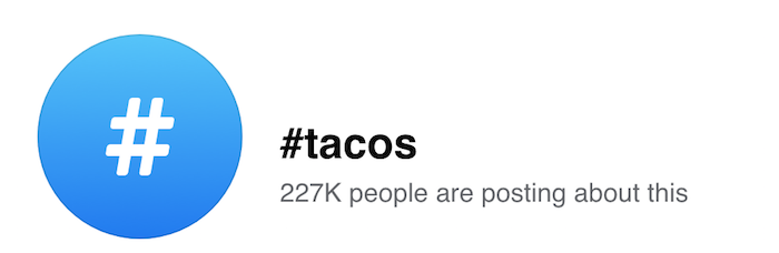 Top Hashtags Facebook view of the popular hashtag Tacos