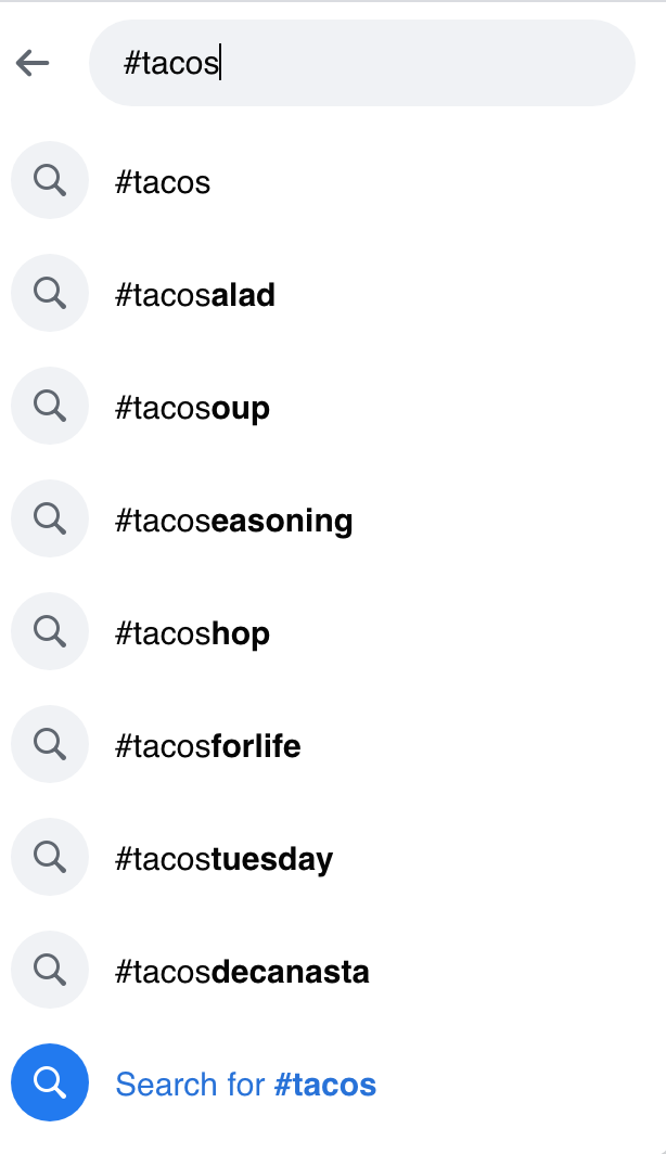 Top Hasthags Facebook providing alternatives to the popular hashtag Tacos