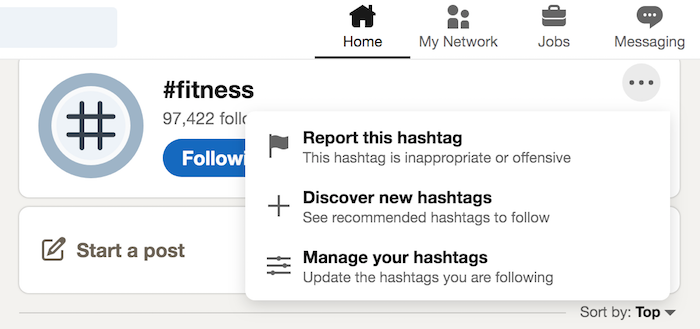 Using LinkedIn Top Hashtags