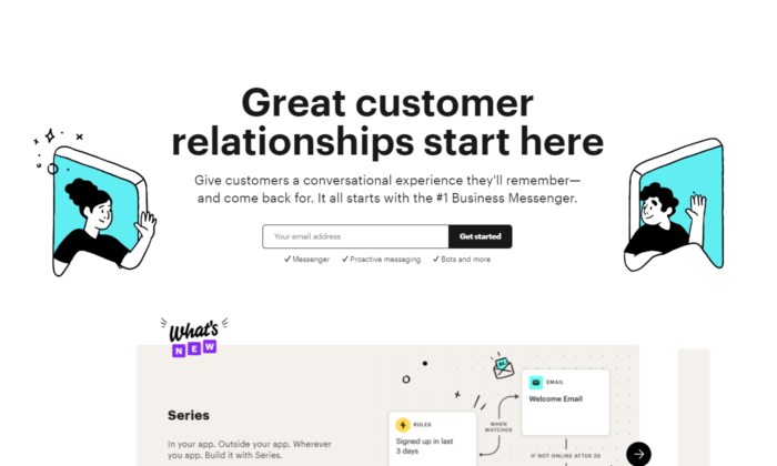 intercom landing page example 