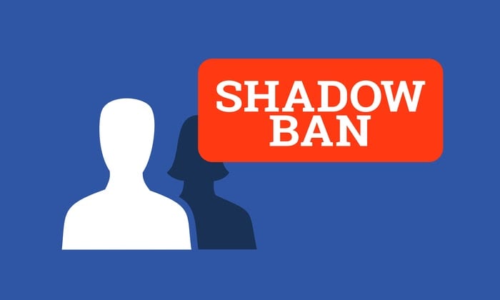A graphic with the words, "shadow ban" on it.