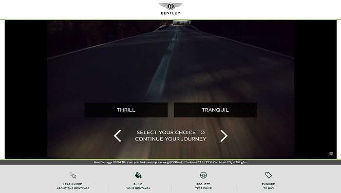 Bentley Bentayga microsite