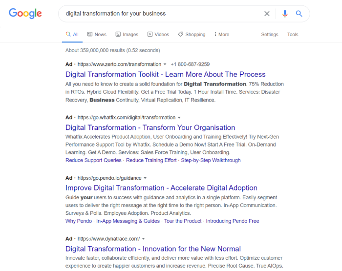 Buzzword marketing digital transformation example