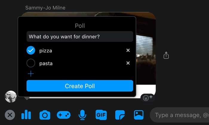 Facebook Polls in Messenger add your options