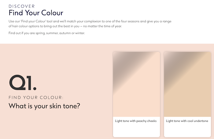 Interactive tools to increase sales hair color quiz