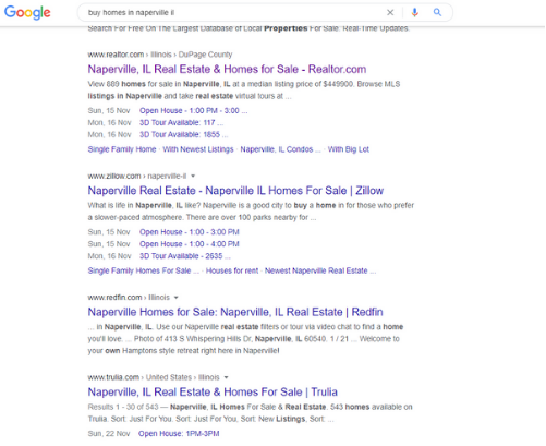 Real Estate Marketing Google search example