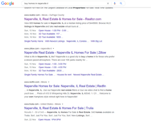  Real Estate Marketing Google search example