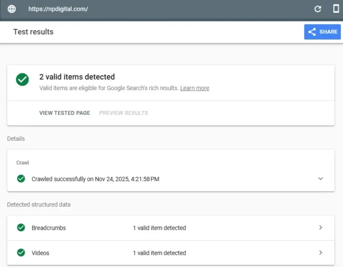 Google's Rich Results Test.
