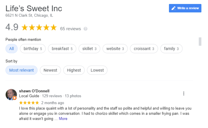 lifes sweet customer testimonial screenshot