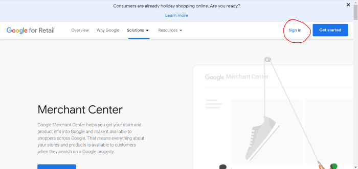 merchant center signin google lens