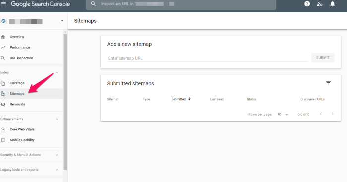 sitemaps in google search console