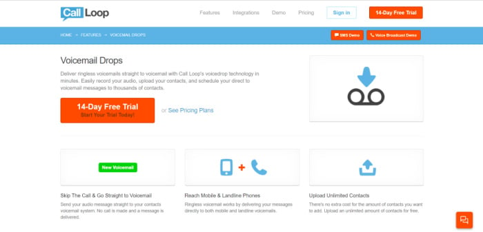  Call Loop is a ringless voicemail software application service.