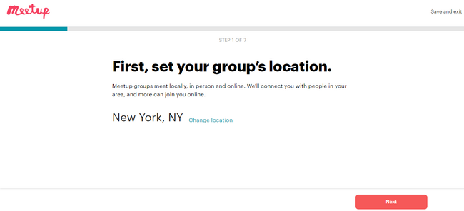 Setting your group's area on Meetup, an option to yahoo groups