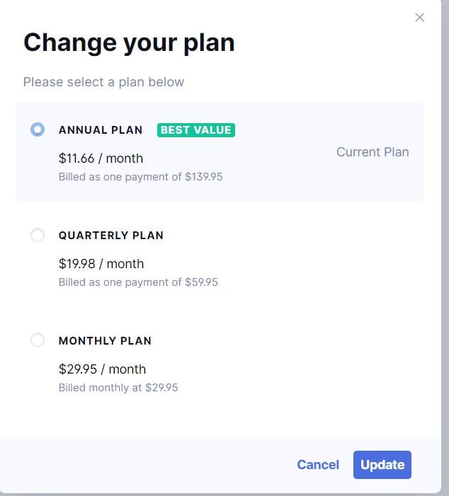 Example of Grammarly's hyperbolic discounting subscription page