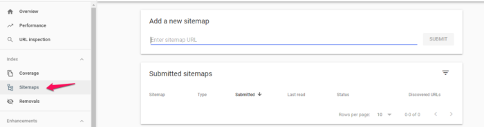 advanced SEO submit sitemap 