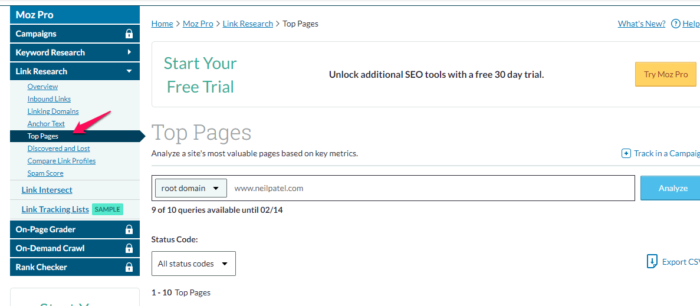 advanced seo find top link pages