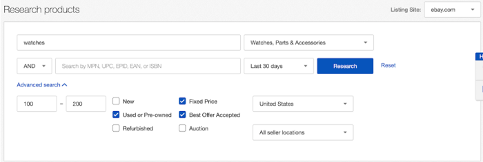 ebay SEO research products 