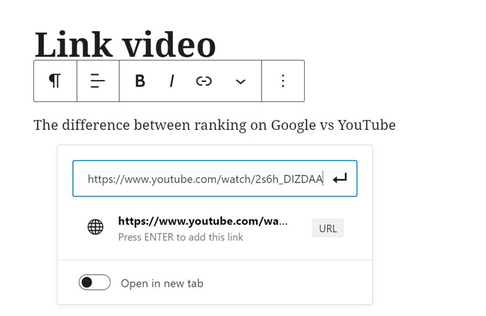 Embed videos - how to place a link