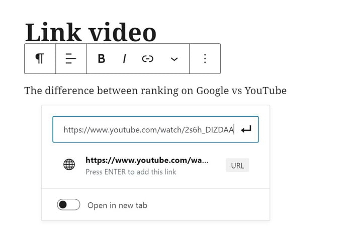 Embed videos - how to place a link