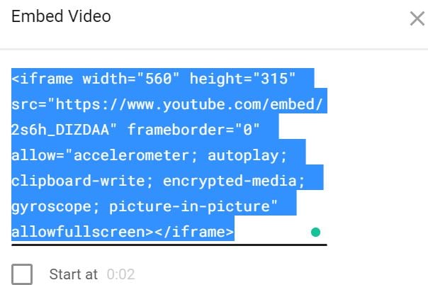 Embed Videos - Code example